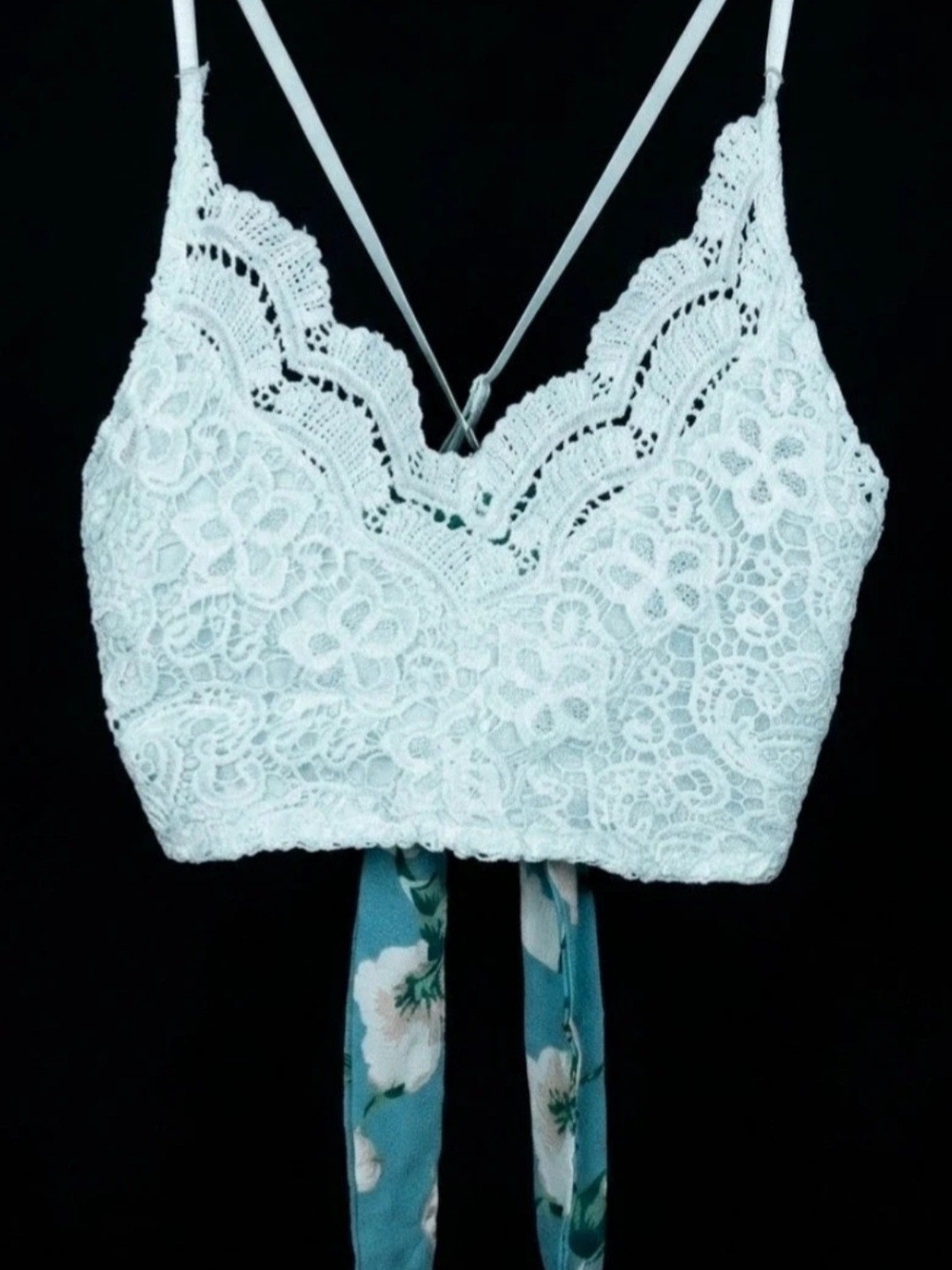 White Lace Floral Bralette Crop Top - Women's Lace Tank